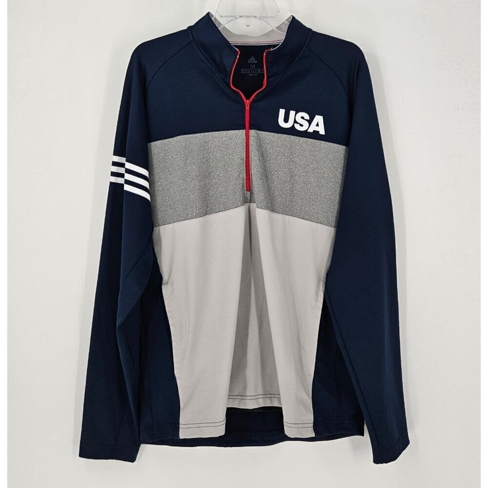 Team USA Adidas 2020 Summer Olympics Golf Half Zip Pullover Jacket Sz M Navy